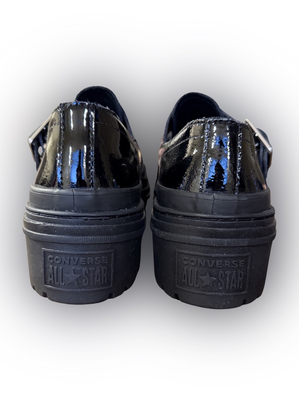 NWOB Converse Chuck Taylor Black Patent leather Platform Mary Jane Oxfords - Picture 6 of 7